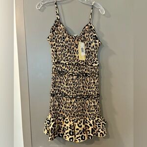 Vintage Havana Leopard Mini Dress with Ruffles